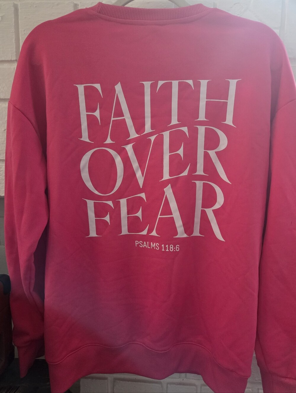 Faith Over Fear Pink Crewneck Sweatshirt